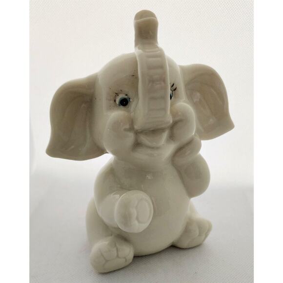 BANK-Smiling Elephant-Trunk Up-Cream-Vintage-Ceramic-Stopper - Picture 4 of 16